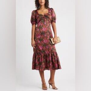 Chelsea28 Floral Midi Dress Nordstrom  - Pink and Brown new no tags